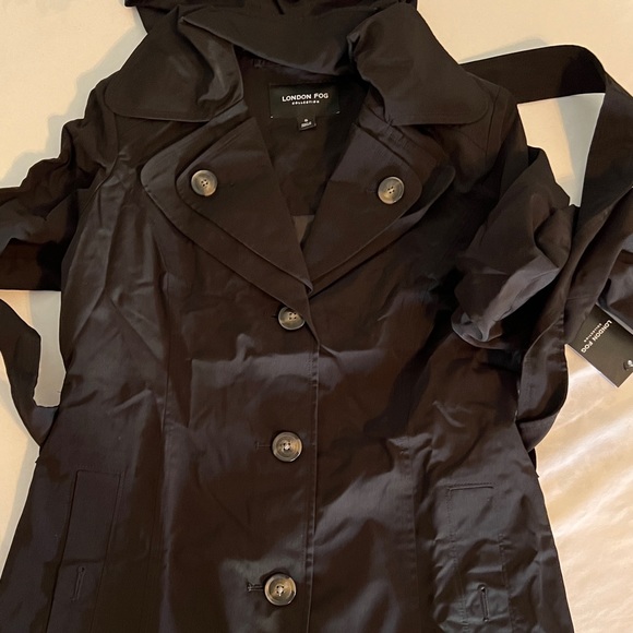S NEW LONDON FOG WOMENS COAT JACKET WINTER FALL SMALL BLACK BELTED LONG SOFT-SHE - Picture 2 of 9